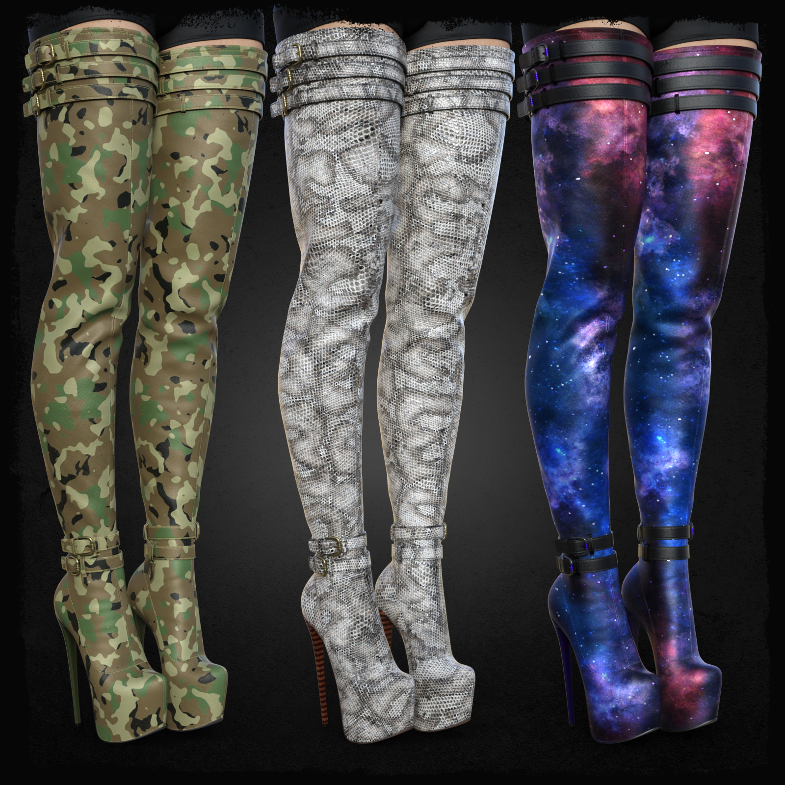Material Expansion for Super Long Back Zipper Boots by N/A