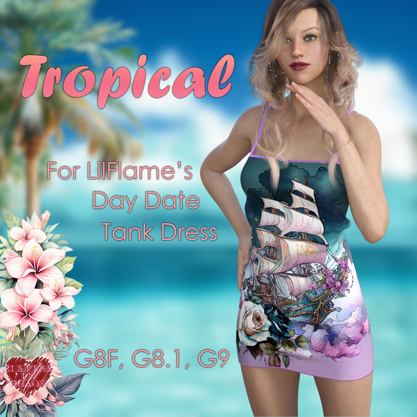 SIC Tropical for the Day Date Tank Dress for G8xF and G9 by N/A