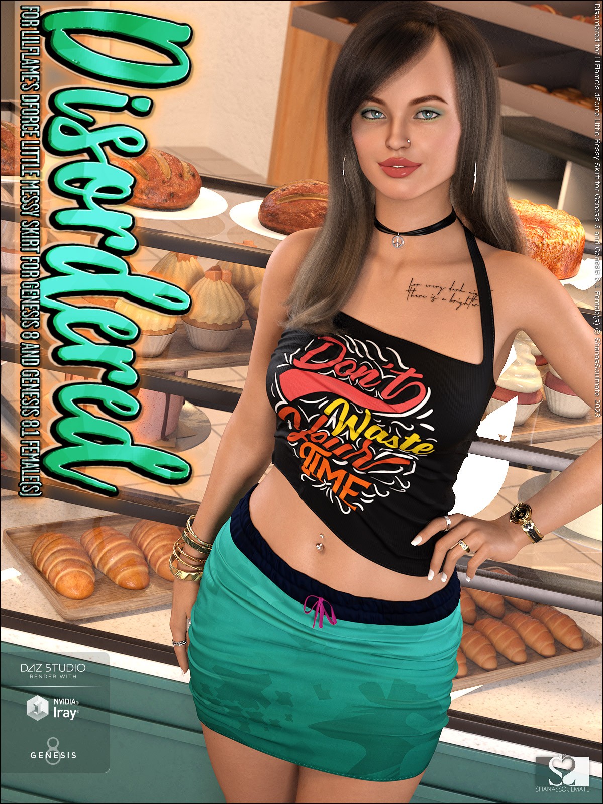 Disordered for dForce Little Messy Skirt for Genesis 8 and 8.1F by N/A