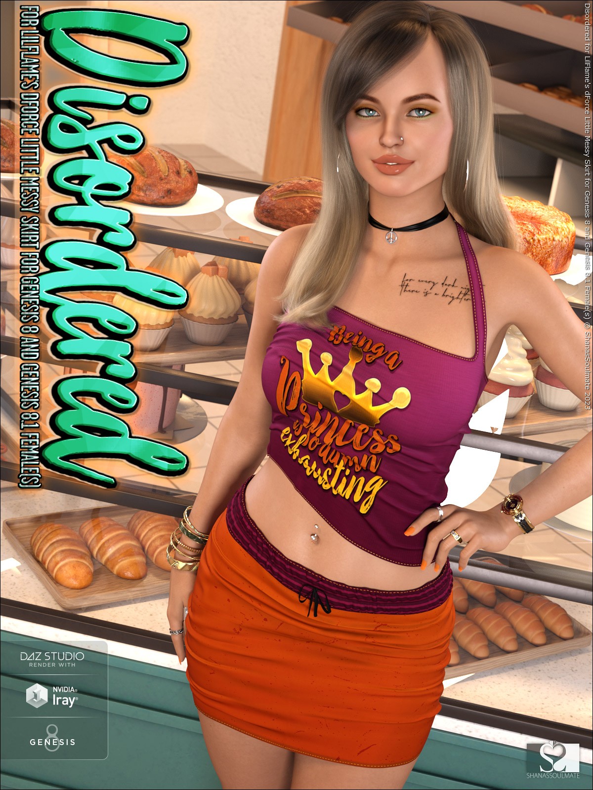 Disordered for dForce Little Messy Skirt for Genesis 8 and 8.1F by N/A
