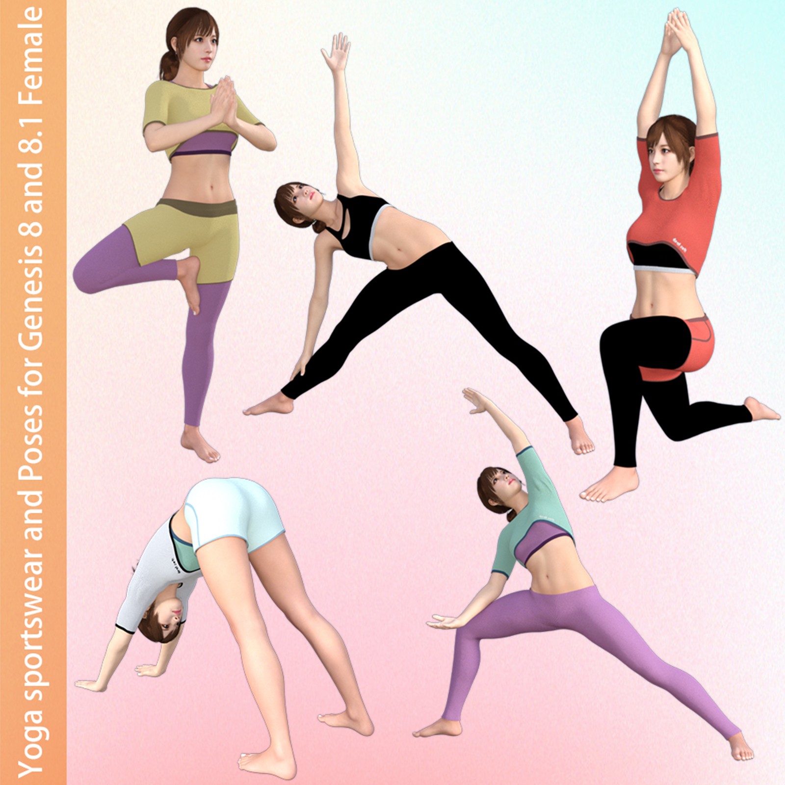 Yoga sportswear and Poses for Genesis 8 and 8.1 Female by N/A