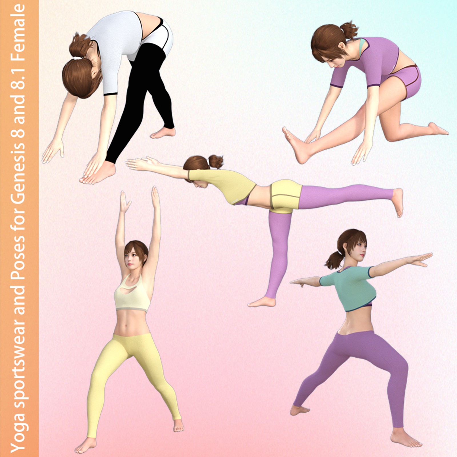 Yoga sportswear and Poses for Genesis 8 and 8.1 Female by N/A