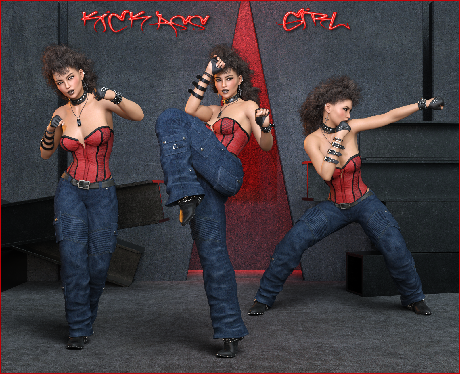 Kickass Girl - Poses G9F-G8F-G3F by N/A