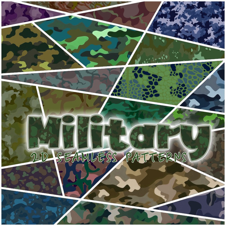 2D Military Seamless patterns by N/A