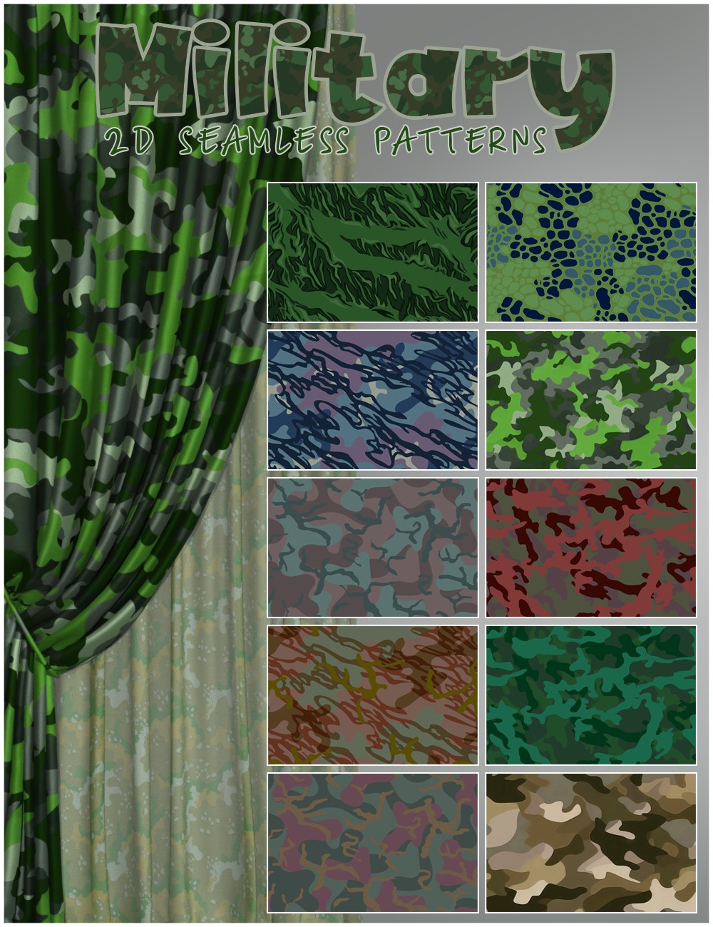 2D Military Seamless patterns by N/A
