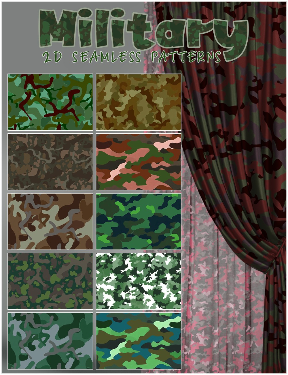 2D Military Seamless patterns by N/A