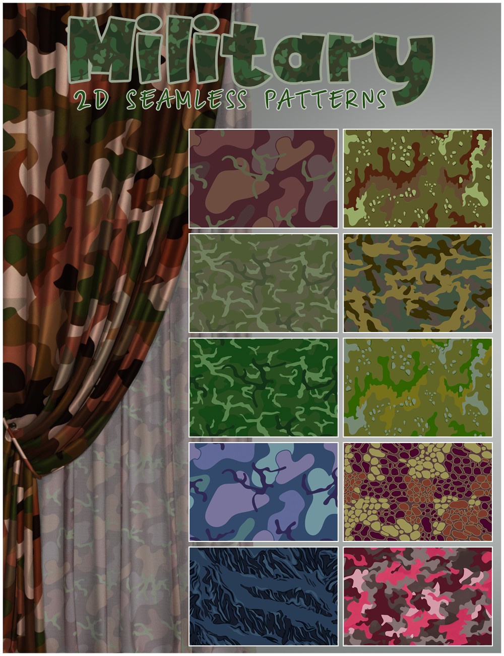 2D Military Seamless patterns by N/A