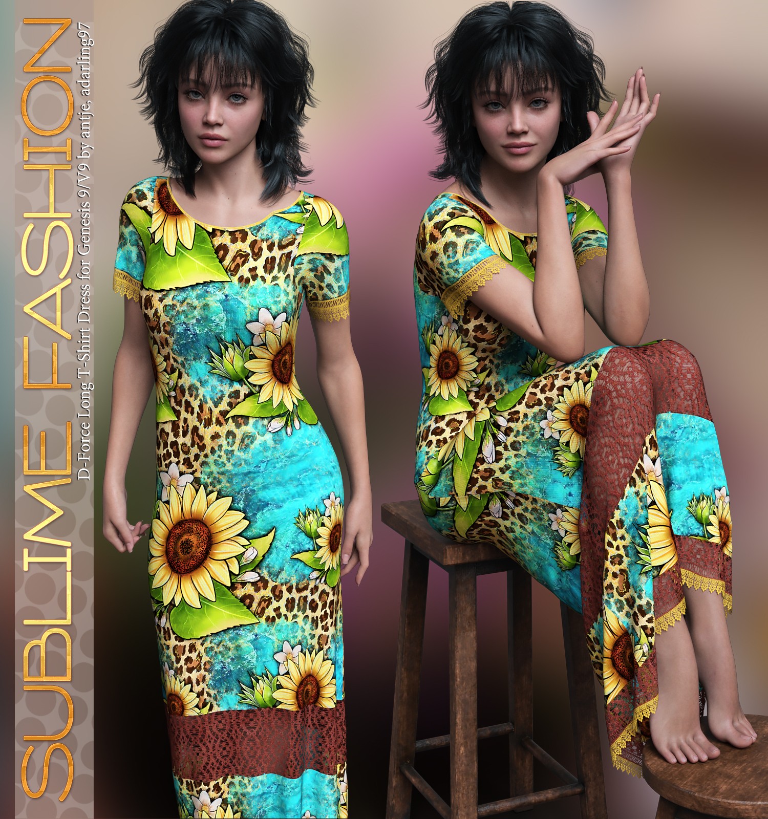 Sublime Fashion for D-Force Long T-Shirt Dress by N/A