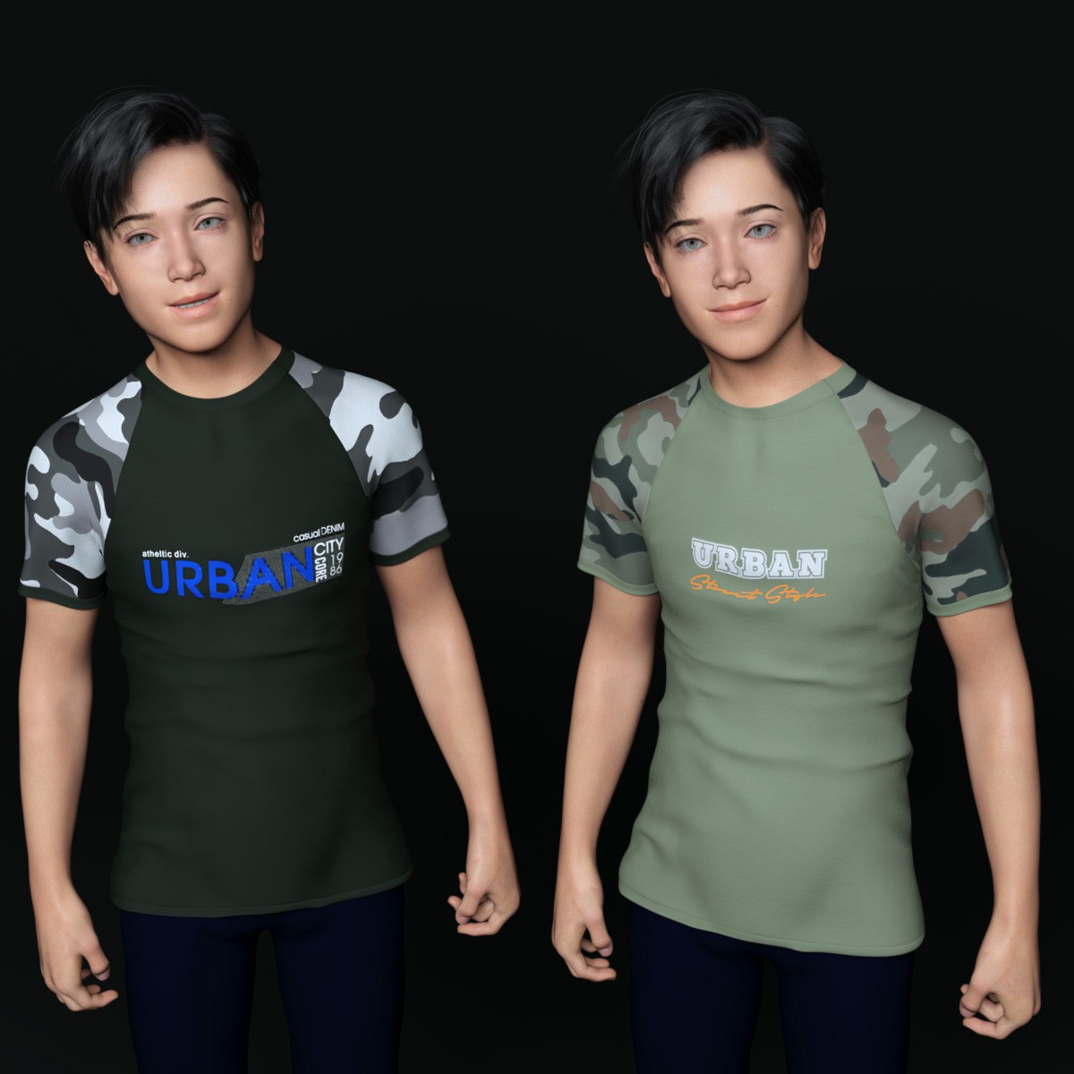 Urban Style Raglan T-Shirts for OOT G8M MEGA Wardrobe by N/A