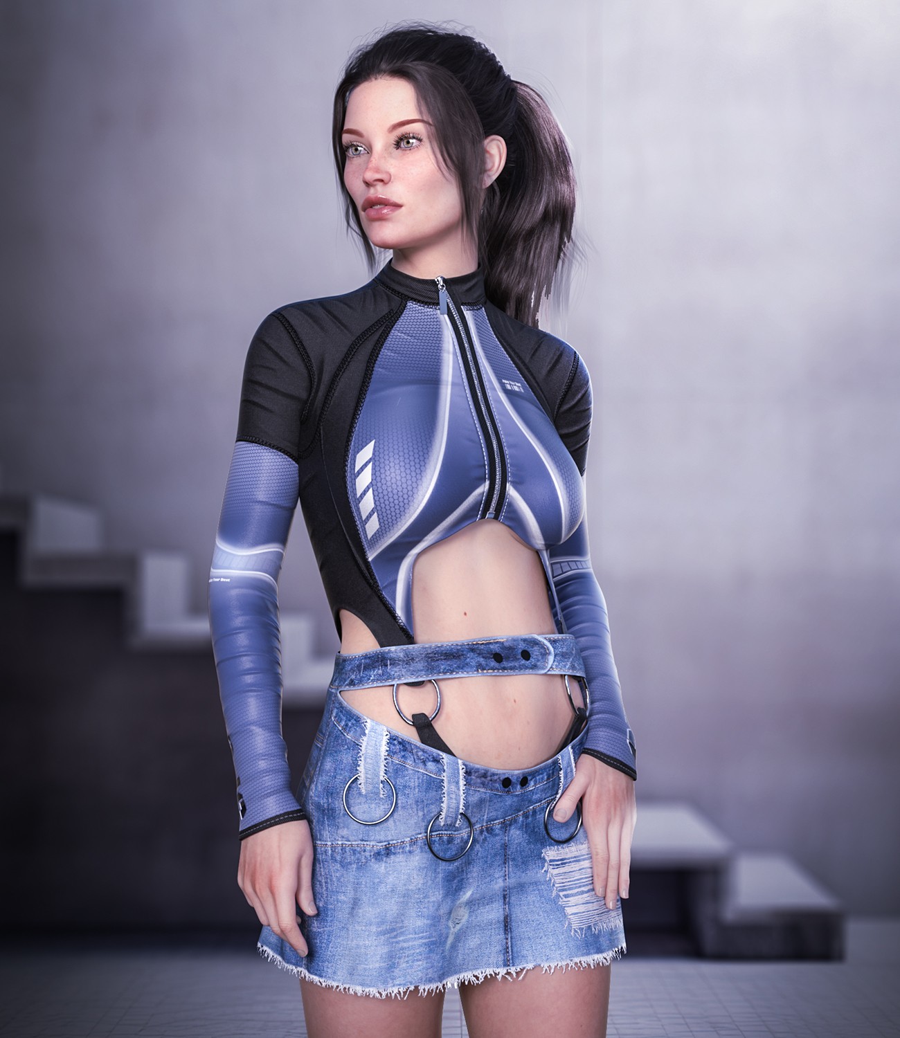 Punk Streetwear dforce outfit for Genesis 9,8 & 8.1 Female(s) by N/A