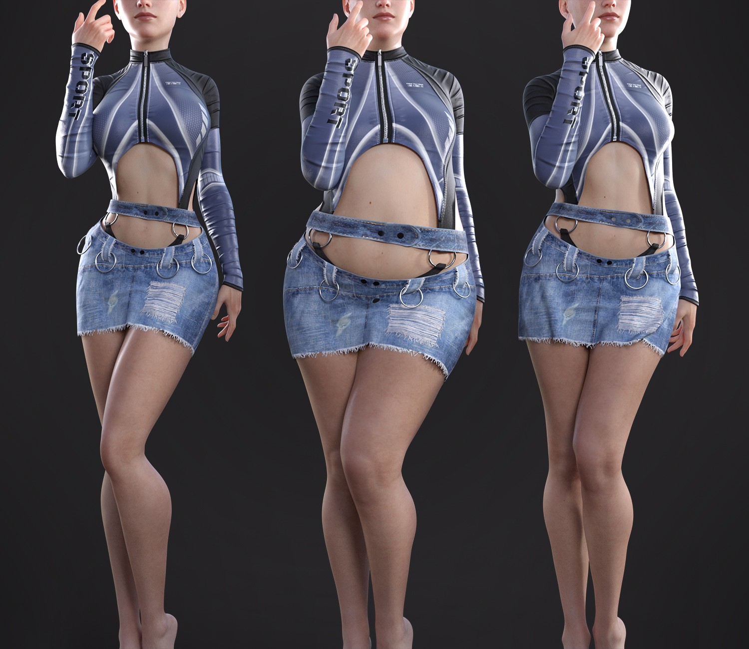 Punk Streetwear dforce outfit for Genesis 9,8 & 8.1 Female(s) by N/A