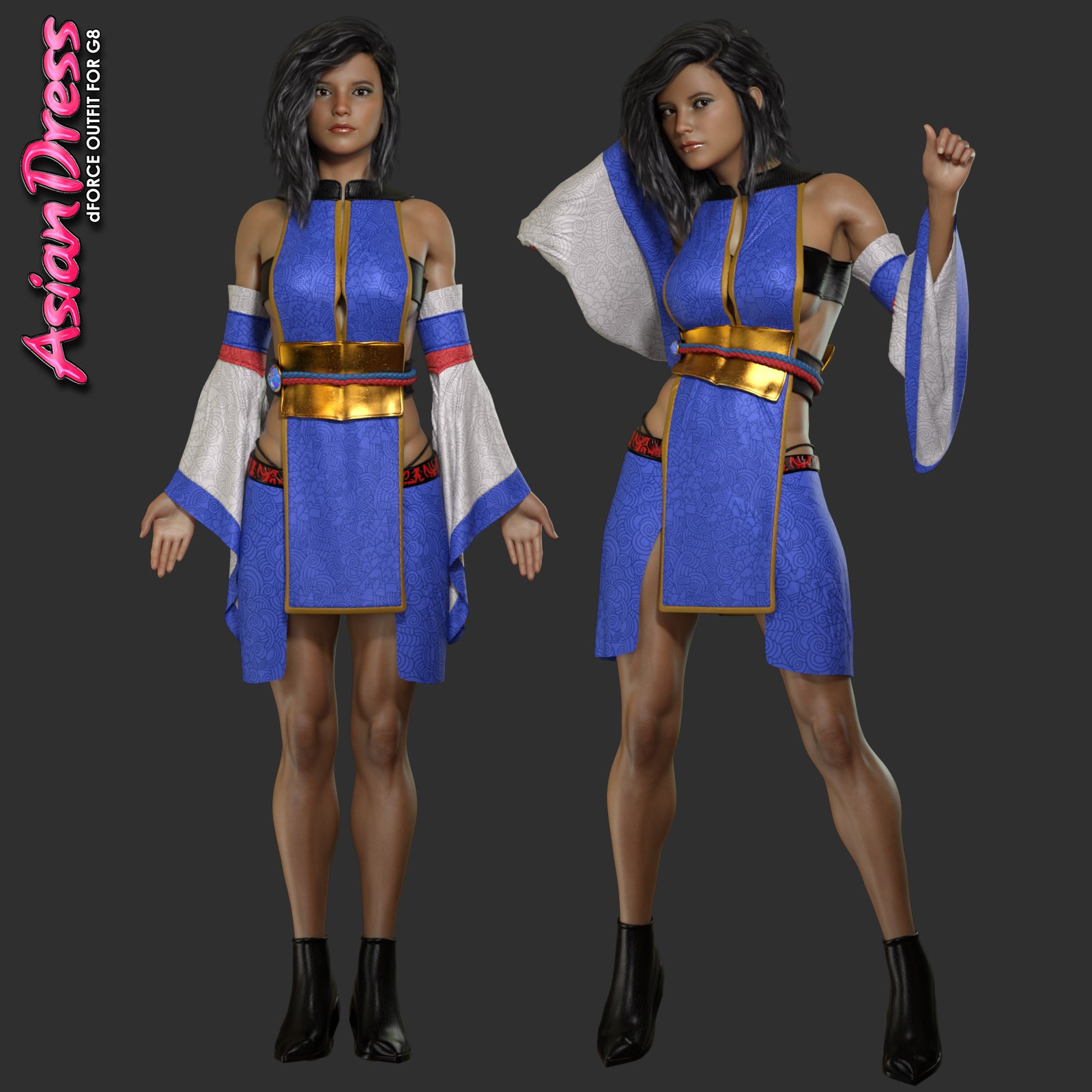 Exnem dForce Asian Dress for Genesis 8 Female by N/A
