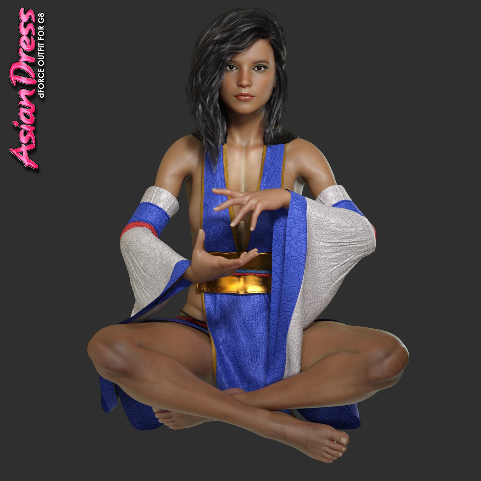Exnem dForce Asian Dress for Genesis 8 Female by N/A