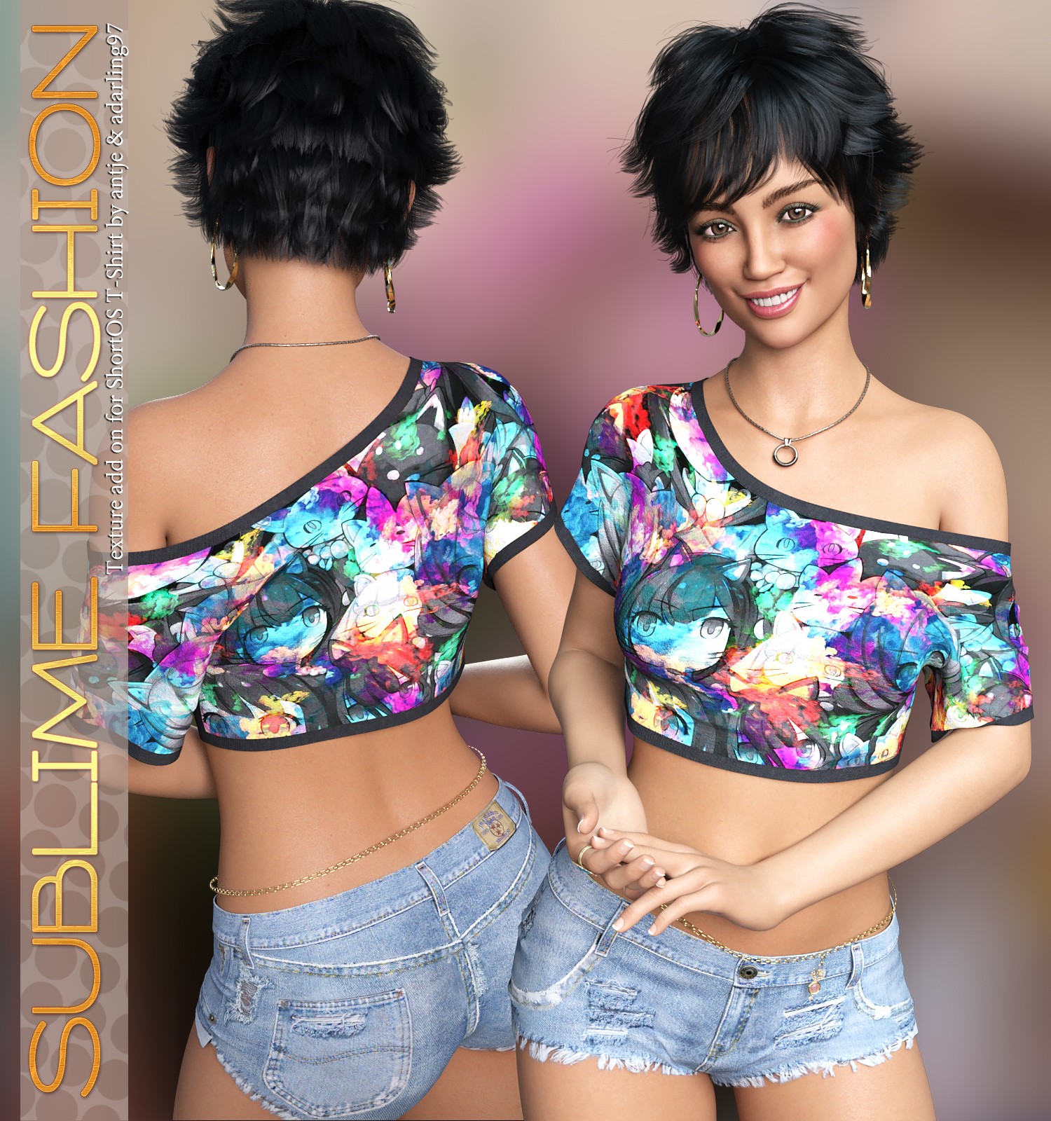 Sublime Fashion for D-Force Short Off-Shoulder T-Shirt by N/A
