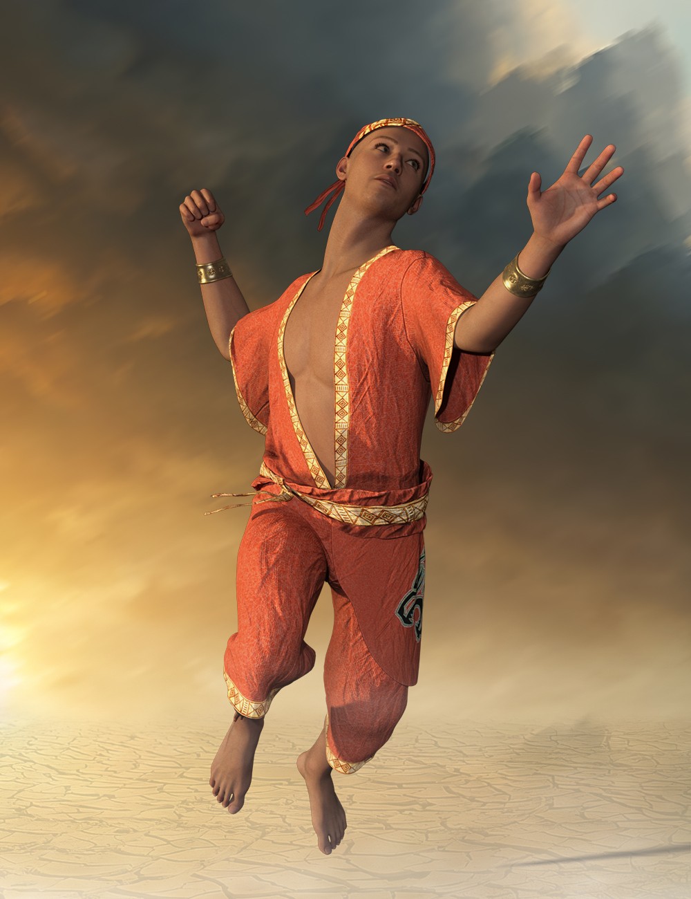 dForce Warrior Monk Outfit for Genesis 9 by N/A