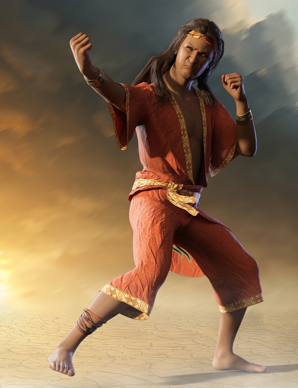 dForce Warrior Monk Outfit for Genesis 9 by N/A