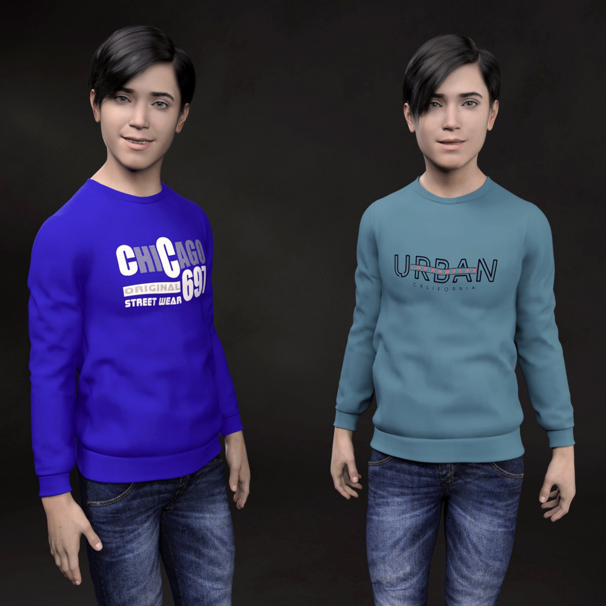 Urban Style Sweatshirts for G8M MEGA Wardrobe by N/A