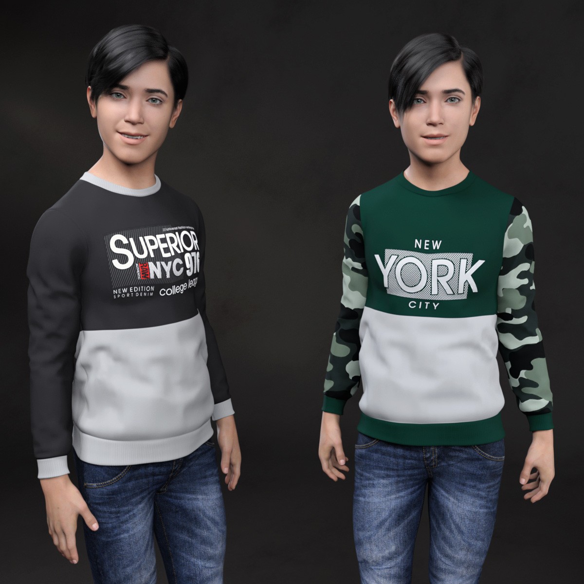 Urban Style Sweatshirts for G8M MEGA Wardrobe by N/A