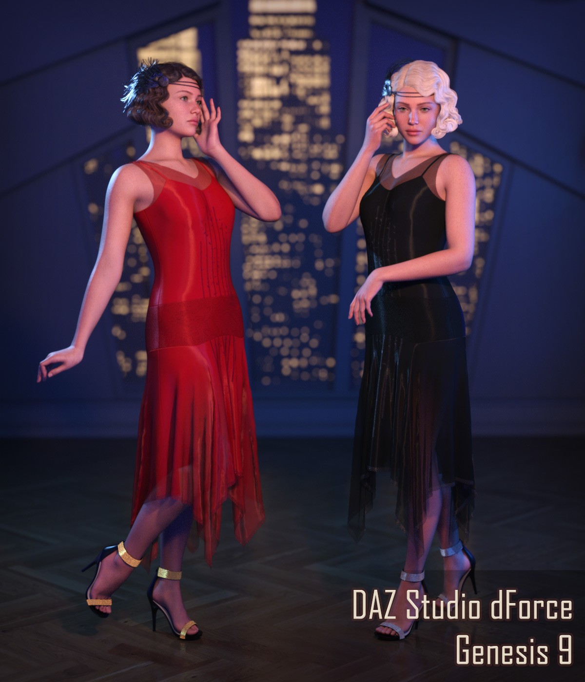 FRQ dForce: 1920s Dress for Genesis 9 by N/A