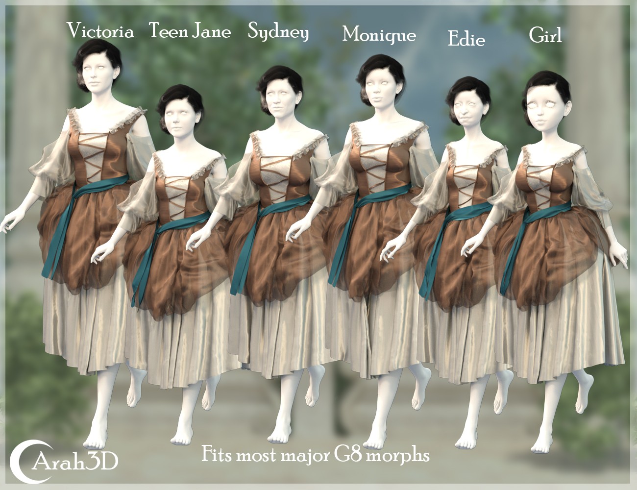 Arah3D Pastoral Summer D-force Outfit for G8F by N/A