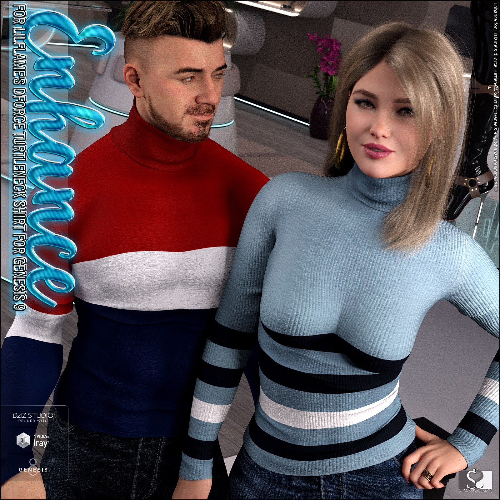 Enhance for dForce Turtleneck Shirt for Genesis 9 by N/A