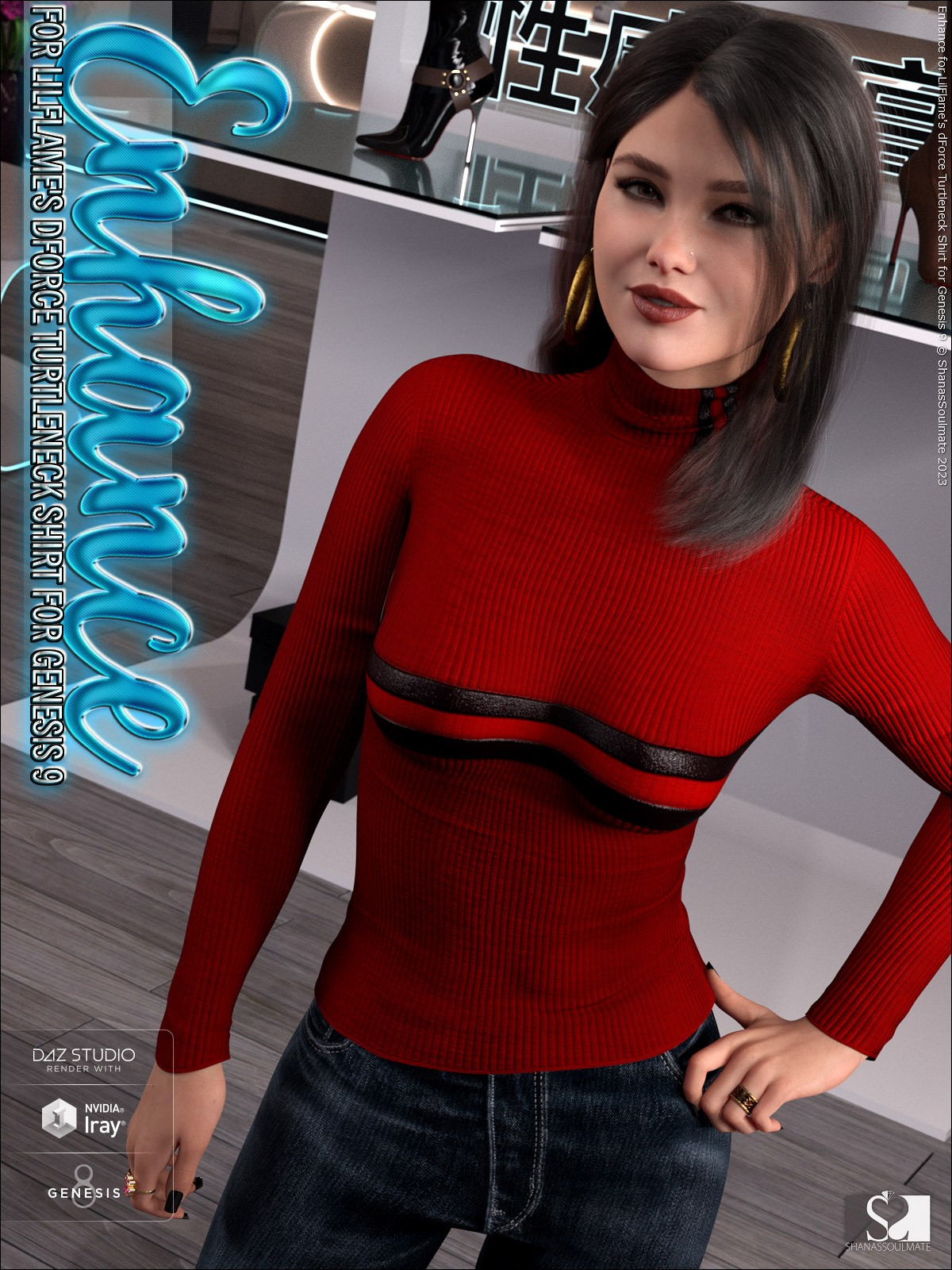 Enhance for dForce Turtleneck Shirt for Genesis 9 by N/A