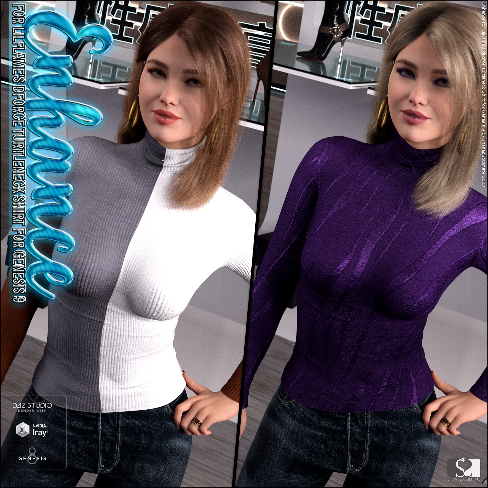 Enhance for dForce Turtleneck Shirt for Genesis 9 by N/A