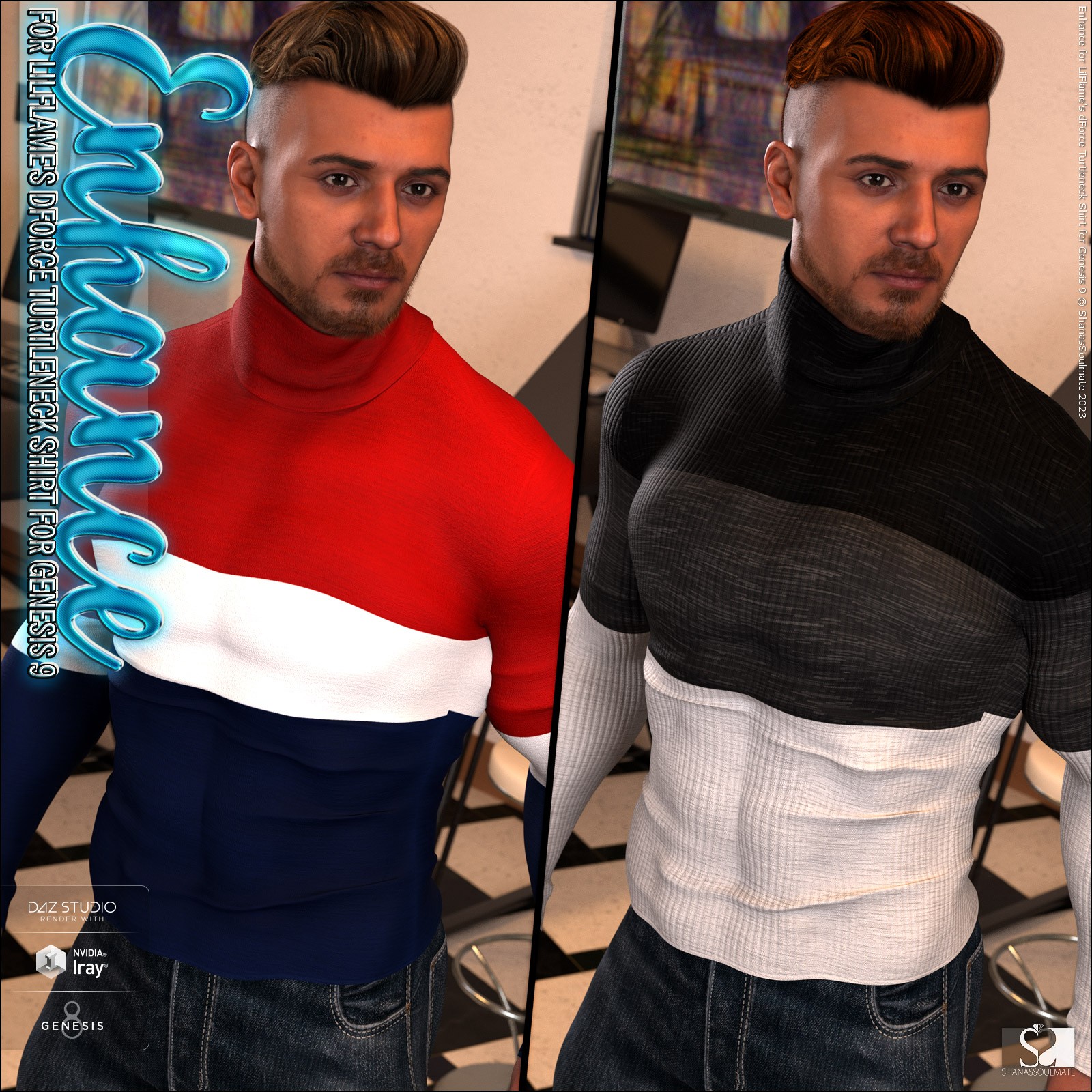 Enhance for dForce Turtleneck Shirt for Genesis 9 by N/A