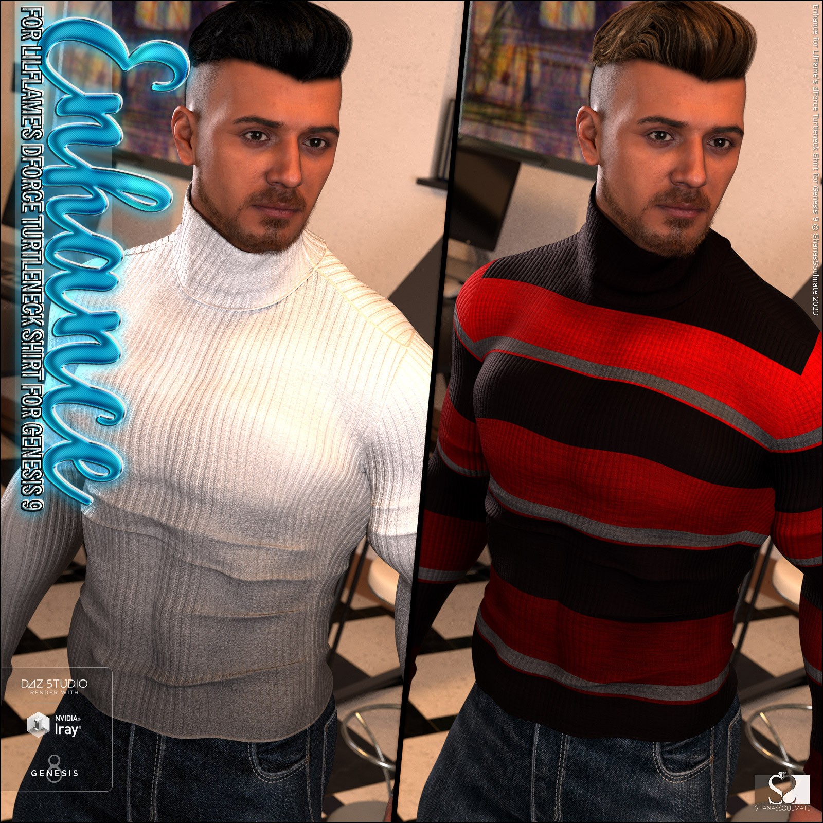Enhance for dForce Turtleneck Shirt for Genesis 9 by N/A