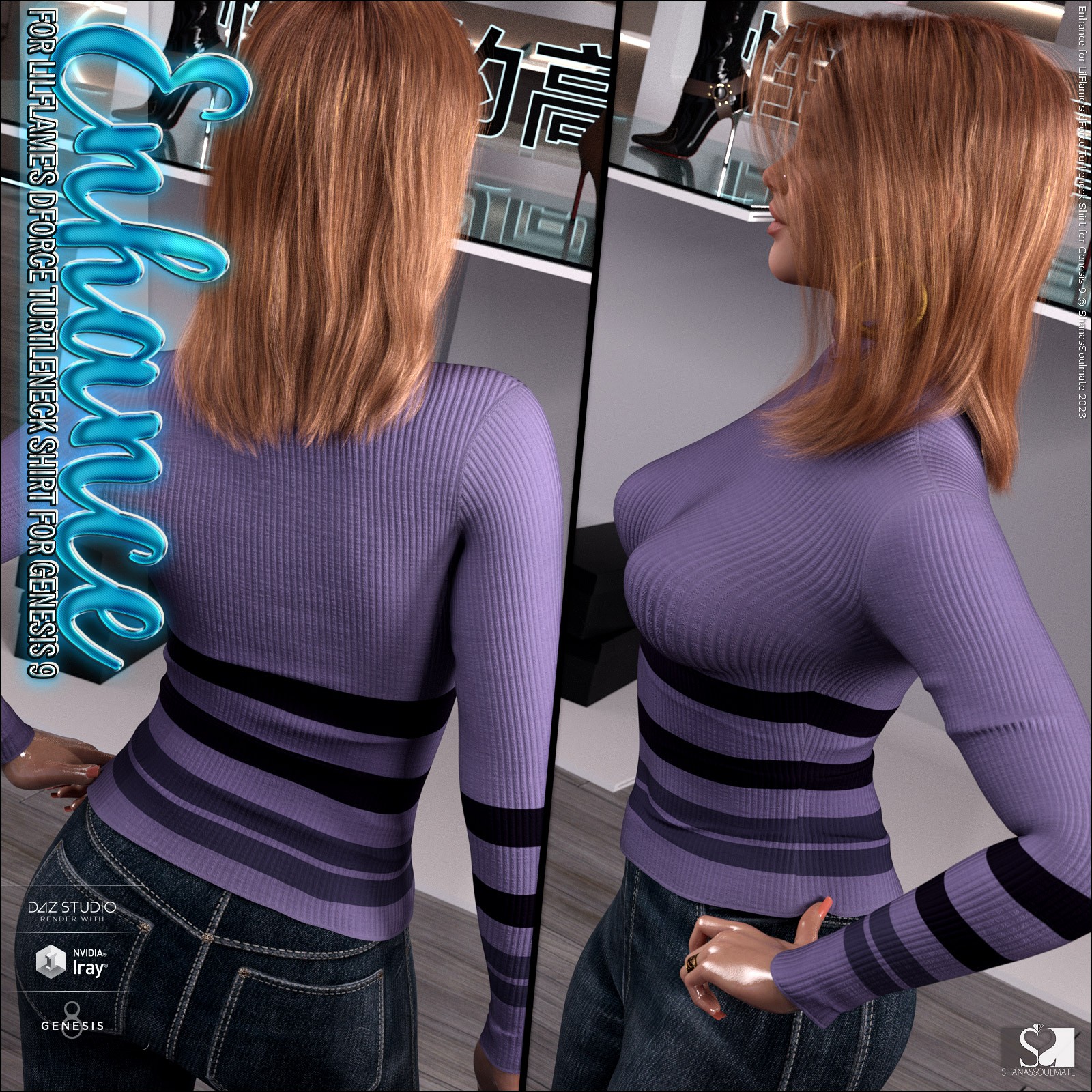 Enhance for dForce Turtleneck Shirt for Genesis 9 by N/A