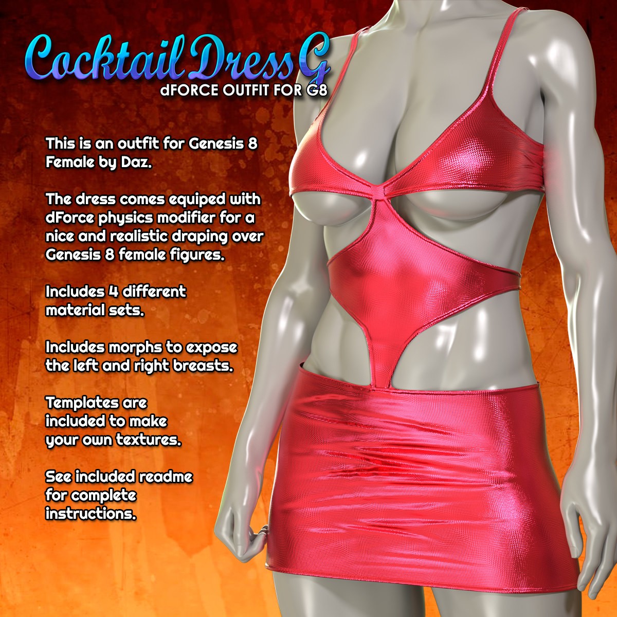 Exnem dForce Cocktail Dress G for Genesis 8 Female by N/A
