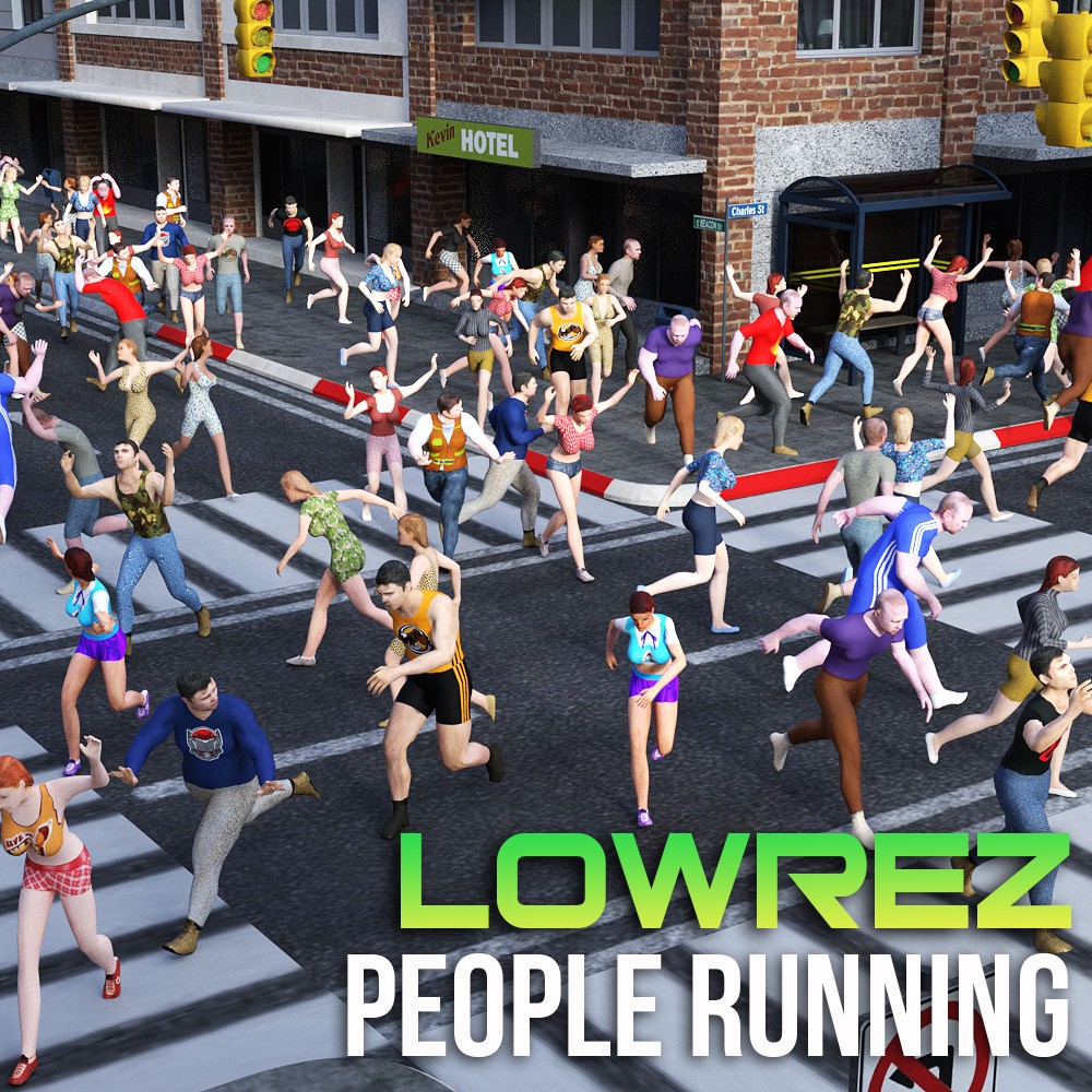LOWREZ People Running for Daz Studio by N/A