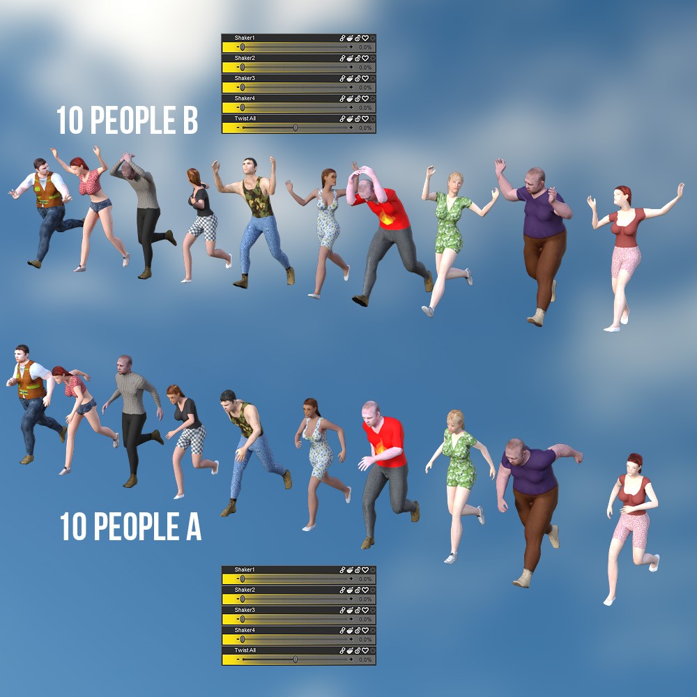 LOWREZ People Running for Daz Studio by N/A