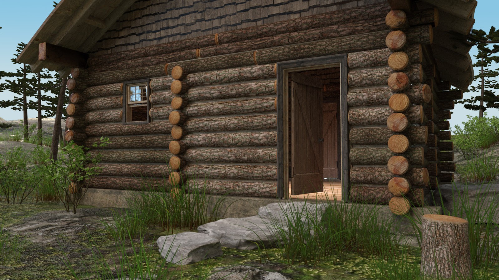 1stB Log Cabin Spruce Woodland by N/A