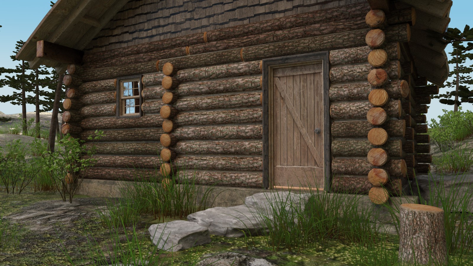 1stB Log Cabin Spruce Woodland by N/A
