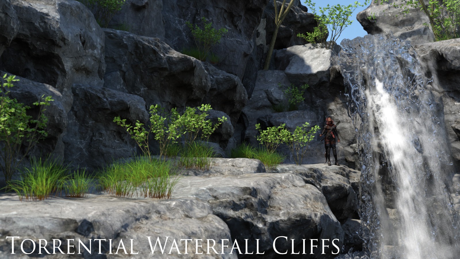 1stB Torrential WaterFall Cliffs by N/A