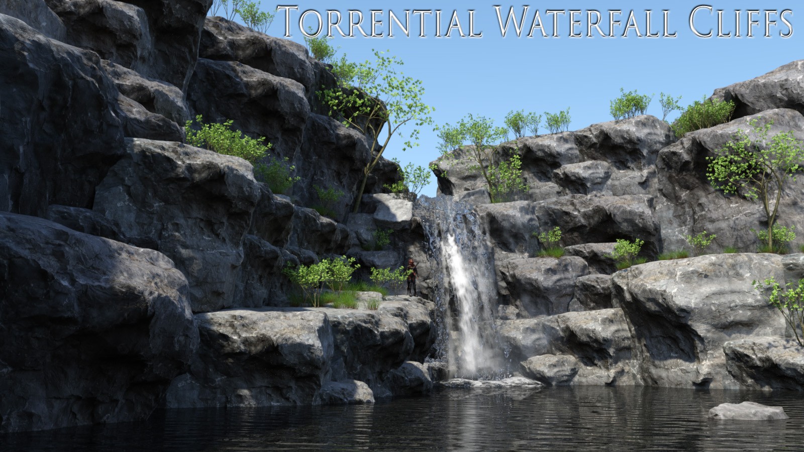 1stB Torrential WaterFall Cliffs by N/A