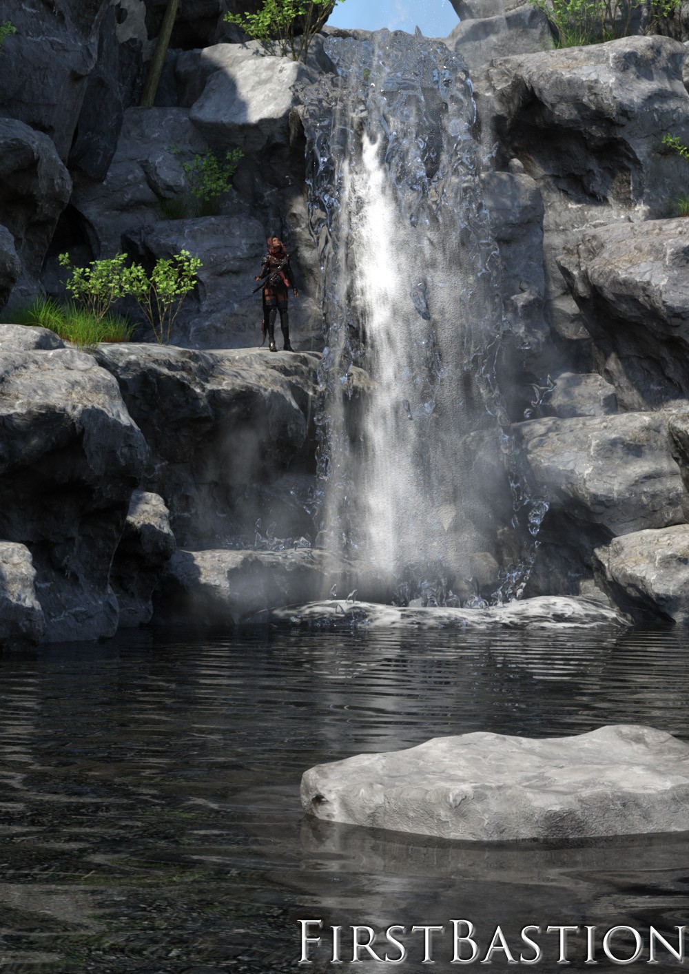 1stB Torrential WaterFall Cliffs by N/A