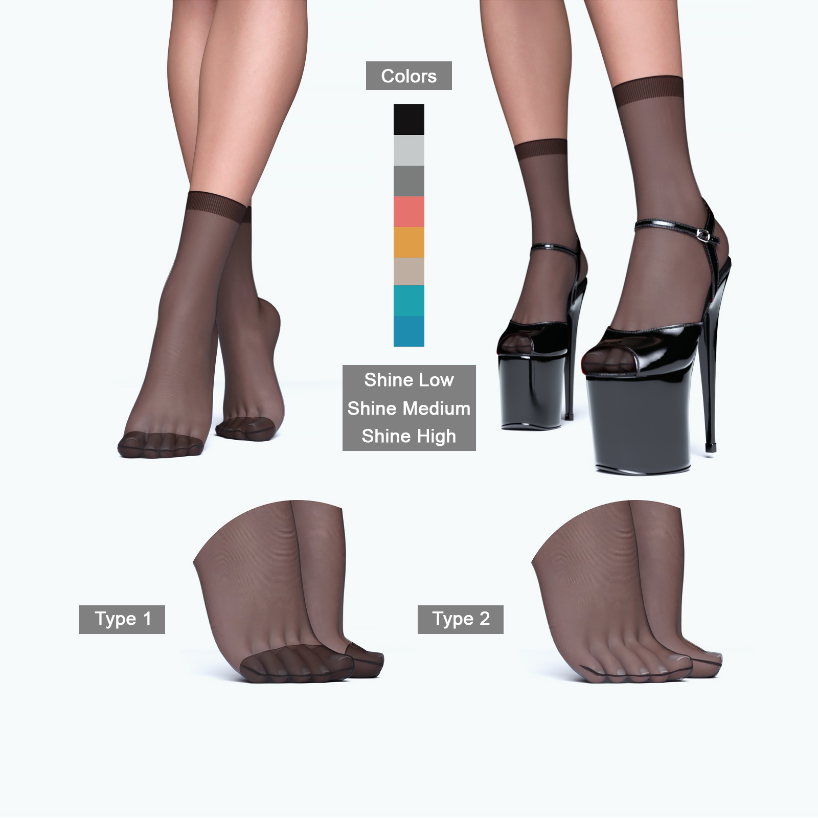 Short Ankle Stockings G8-8.1 Females by N/A