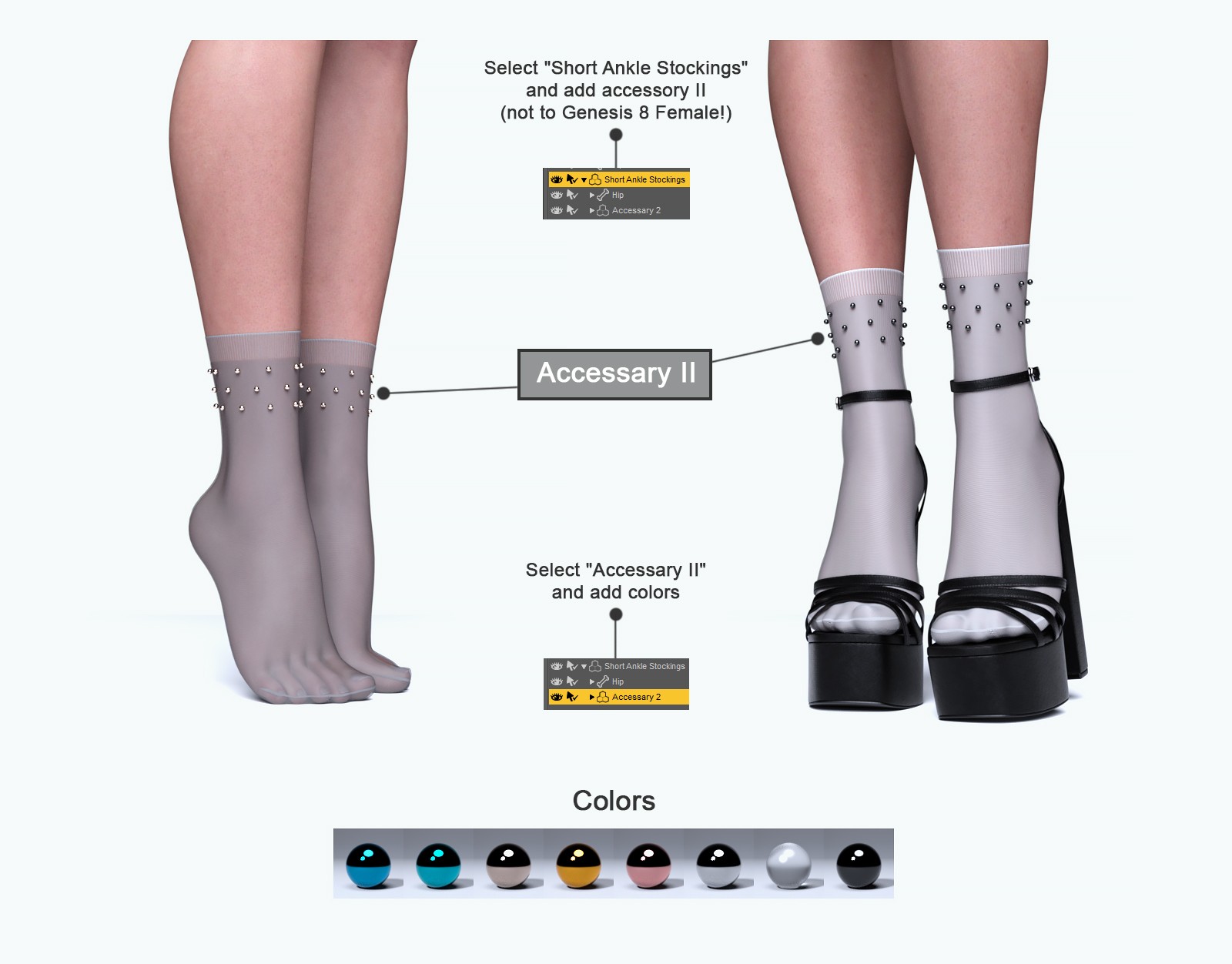 Short Ankle Stockings G8-8.1 Females by N/A
