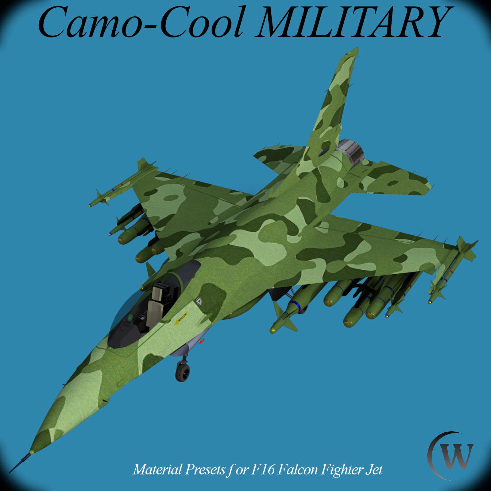 Camo-Cool MILITARY for F16 Falcon Fighter Jet in Daz Studio by N/A
