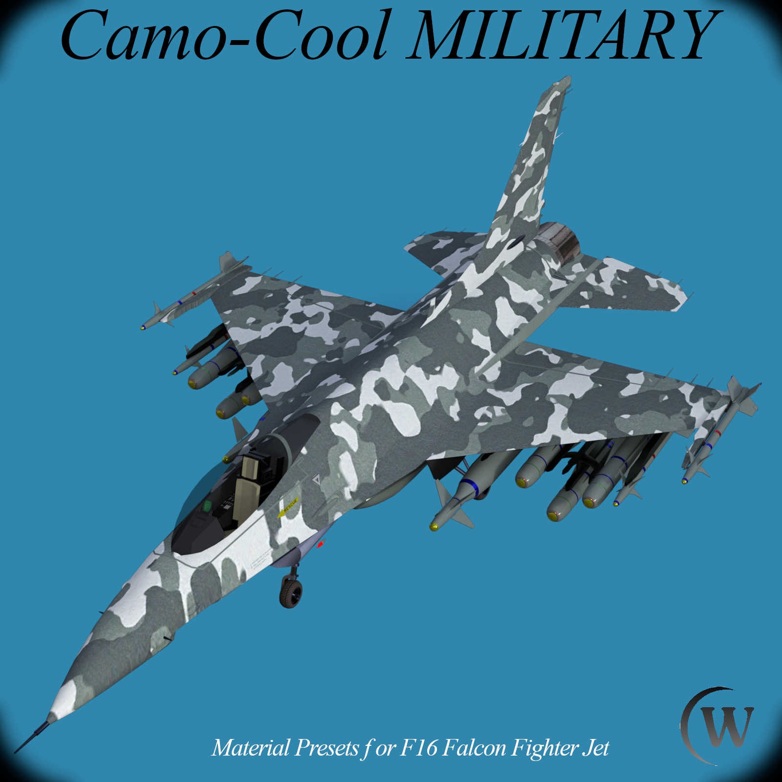 Camo-Cool MILITARY for F16 Falcon Fighter Jet in Daz Studio by N/A