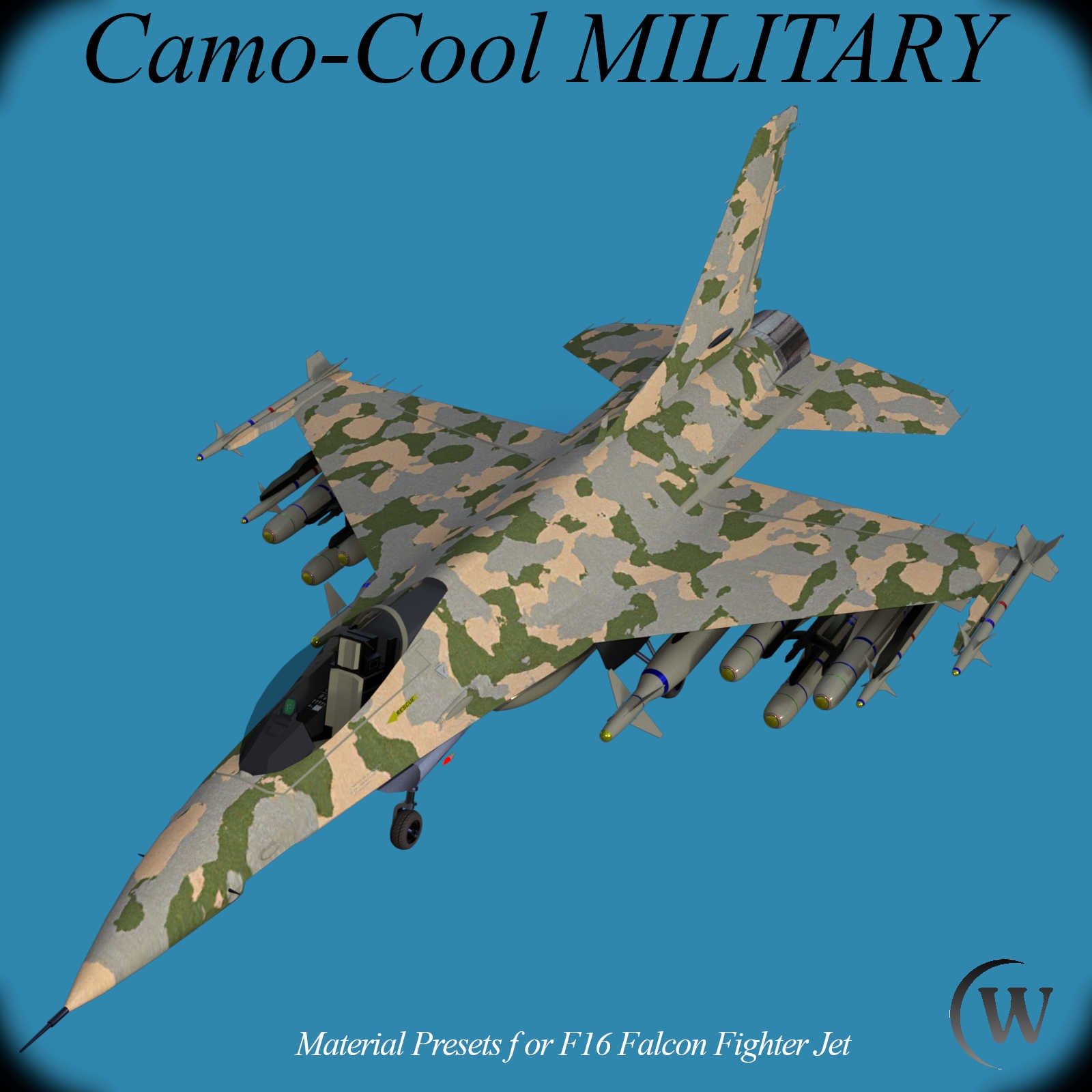 Camo-Cool MILITARY for F16 Falcon Fighter Jet in Daz Studio by N/A
