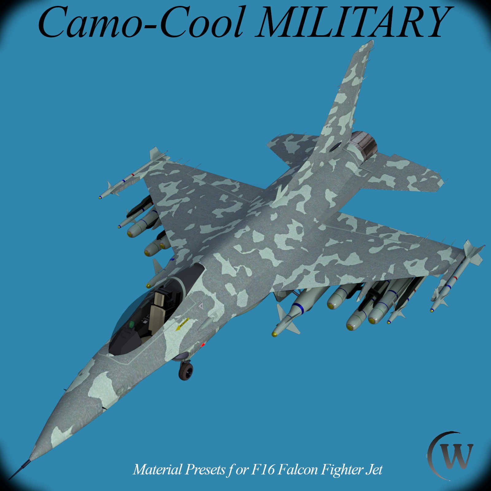Camo-Cool MILITARY for F16 Falcon Fighter Jet in Daz Studio by N/A
