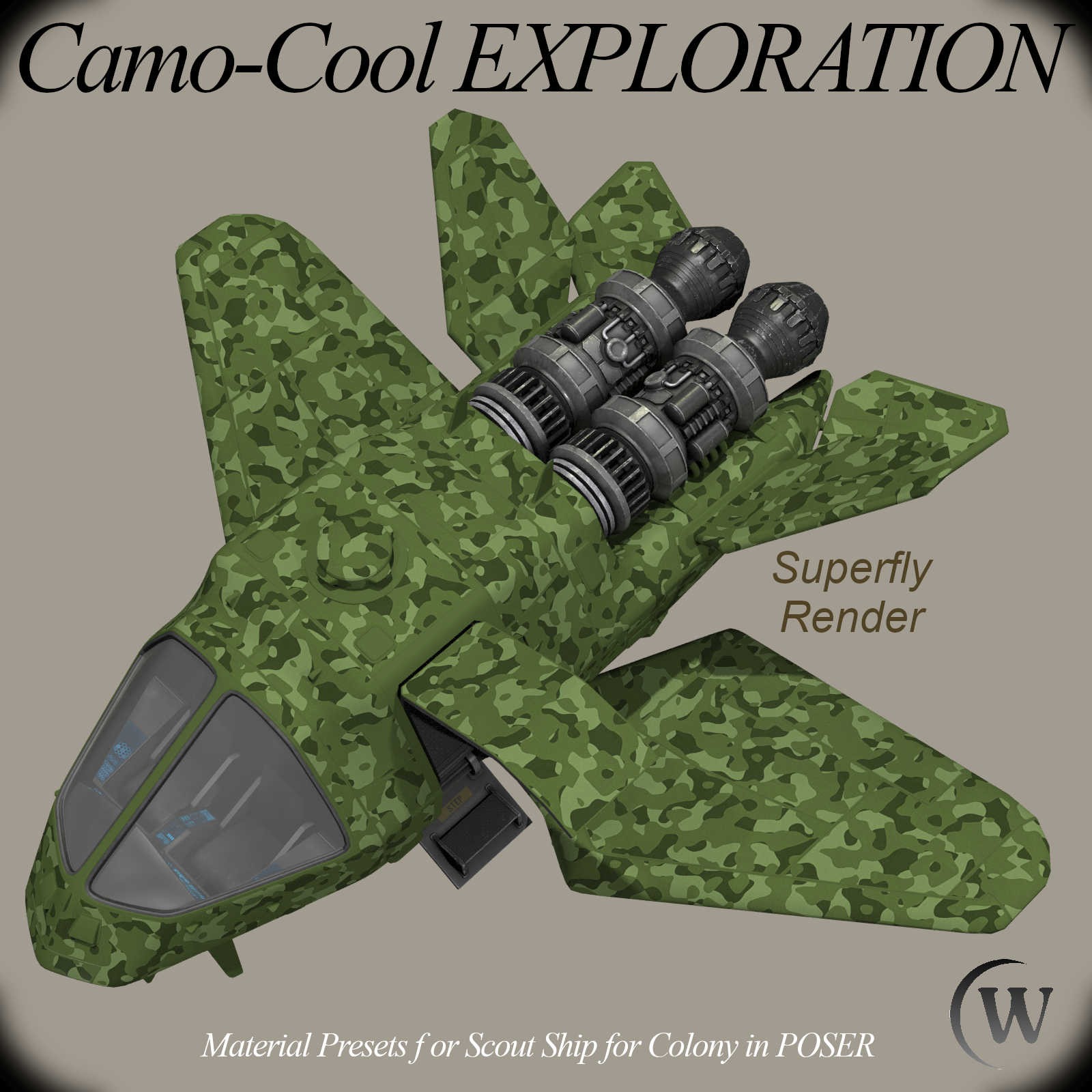 CAMO-Cool EXPLORATION Styles for Scout Ship in Poser by N/A