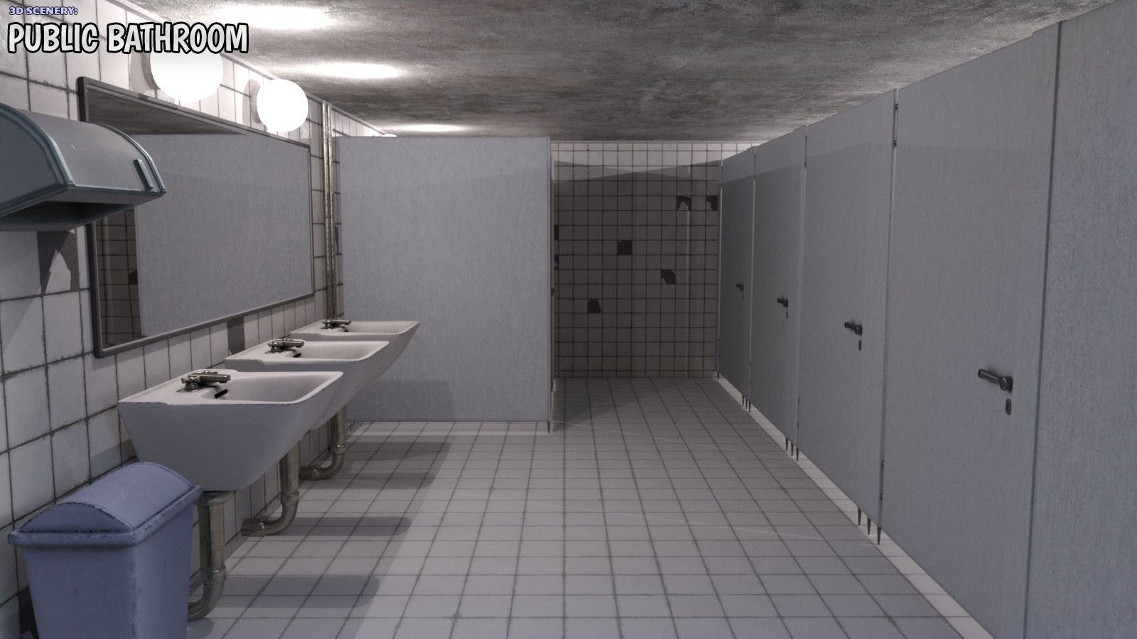 3D Scenery: Public Bathroom by N/A