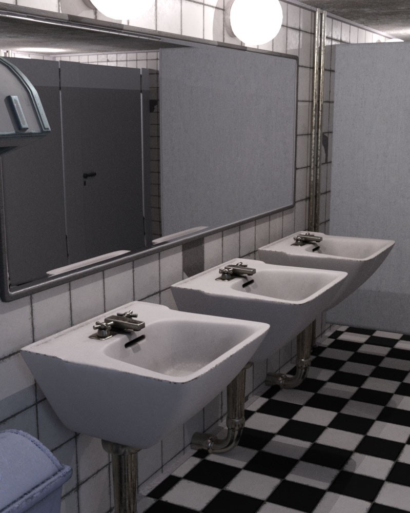 3D Scenery: Public Bathroom by N/A