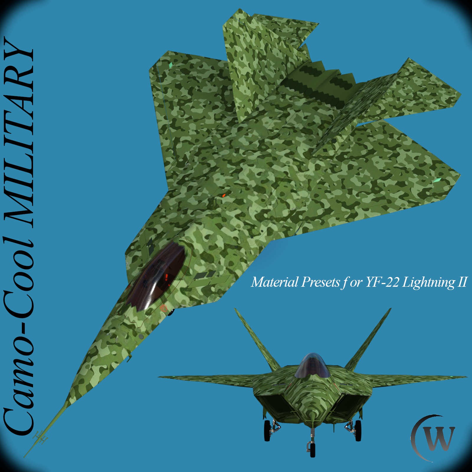 Camo-Cool MILITARY for YF-22 Lightning II Fighter Jet in Daz Studio by N/A