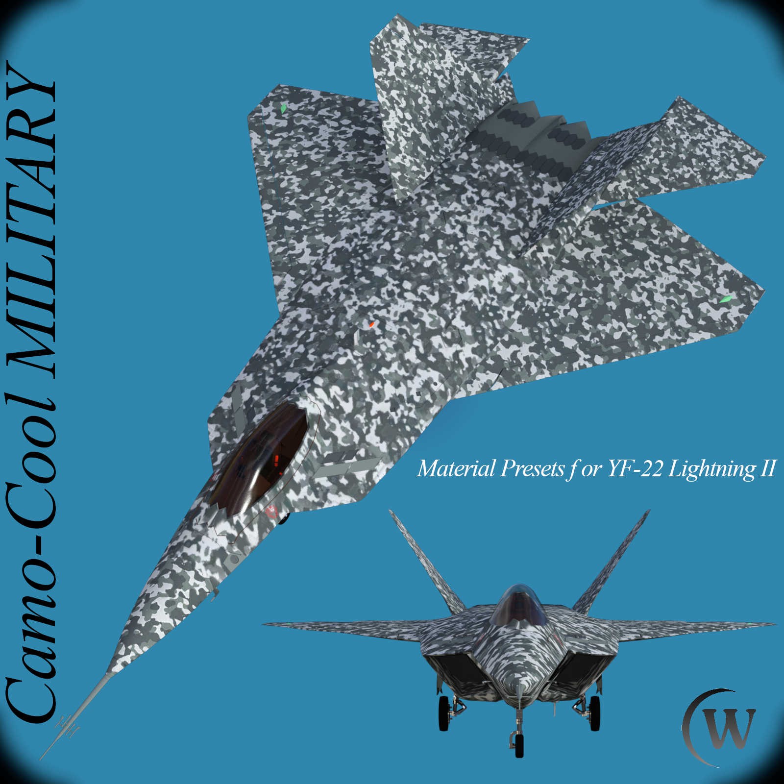 Camo-Cool MILITARY for YF-22 Lightning II Fighter Jet in Daz Studio by N/A