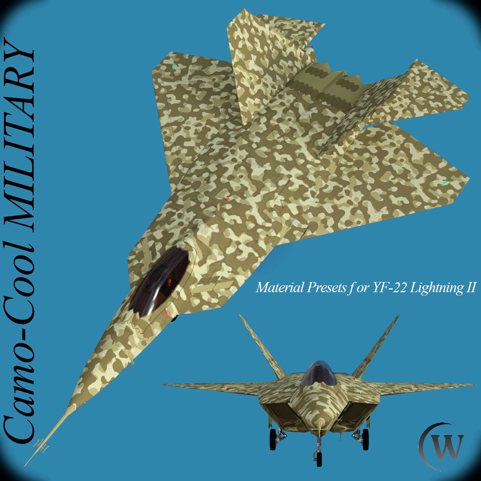 Camo-Cool MILITARY for YF-22 Lightning II Fighter Jet in Daz Studio by N/A